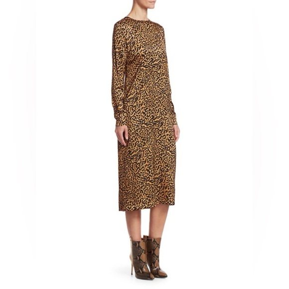 Andamane Beulah Leopard Print Midi Dress Size Small Cheetah NWT - Picture 1 of 11